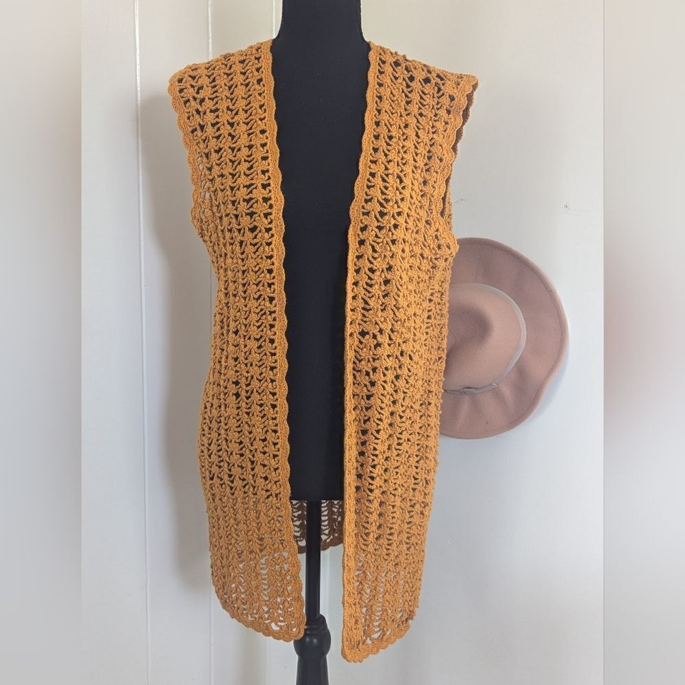 VTG Richard & Company Crochet Vest Hippie Desert Coastal Cowgirl Cottagecore S